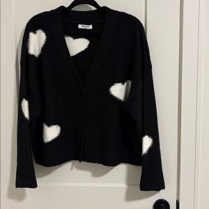 Smash + Tess Black Cardigan with White Hearts